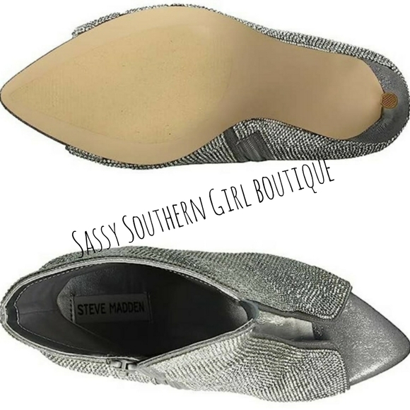 🆕⭐ Steve Madden Crystal rhinestone peep toe booties - Picture 8 of 13